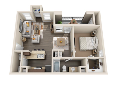 A1 - One Bedroom / One Bath - 772 Sq. Ft.*