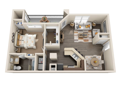 A2 - One Bedroom / One Bath - 790 Sq. Ft.*