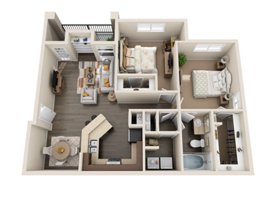 B1 - Two Bedroom / One Bath - 925 Sq. Ft.*